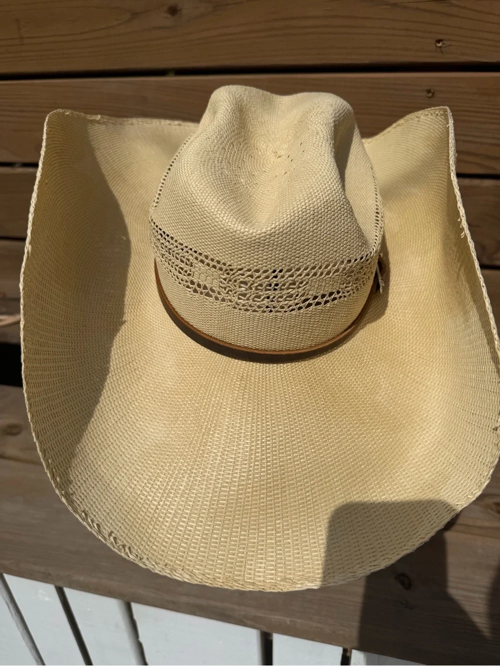 Harbor Hats Handmade Western Straw Cowboy Hat Size 7 3/8